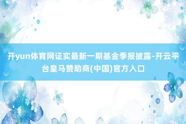 开yun体育网证实最新一期基金季报披露-开云平台皇马赞助商(中国)官方入口